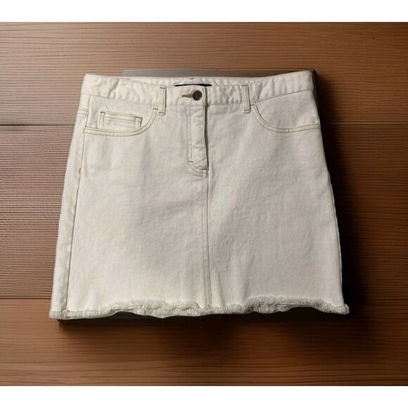 Theory Denim Parker Vintage Bianco Mini White Skirt Size 8 $115 - Picture 1 of 4